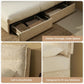 King Size Stone Beige Upholstered Platform Bed Drawers
