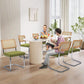 Green Handwoven Cane Dining Chairs Set Of 2 Chrome Base