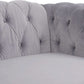 Three Piece Living Room Sofa Set Grey Velvet Chesterfield Sofa Club Chair Loveseat Nailhead Trim-4