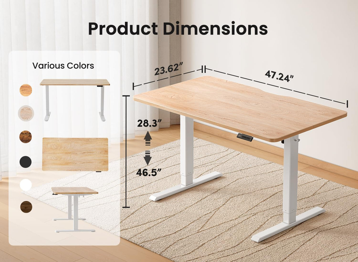 48x24 Inches Electric Height Adjustable Standing Desk