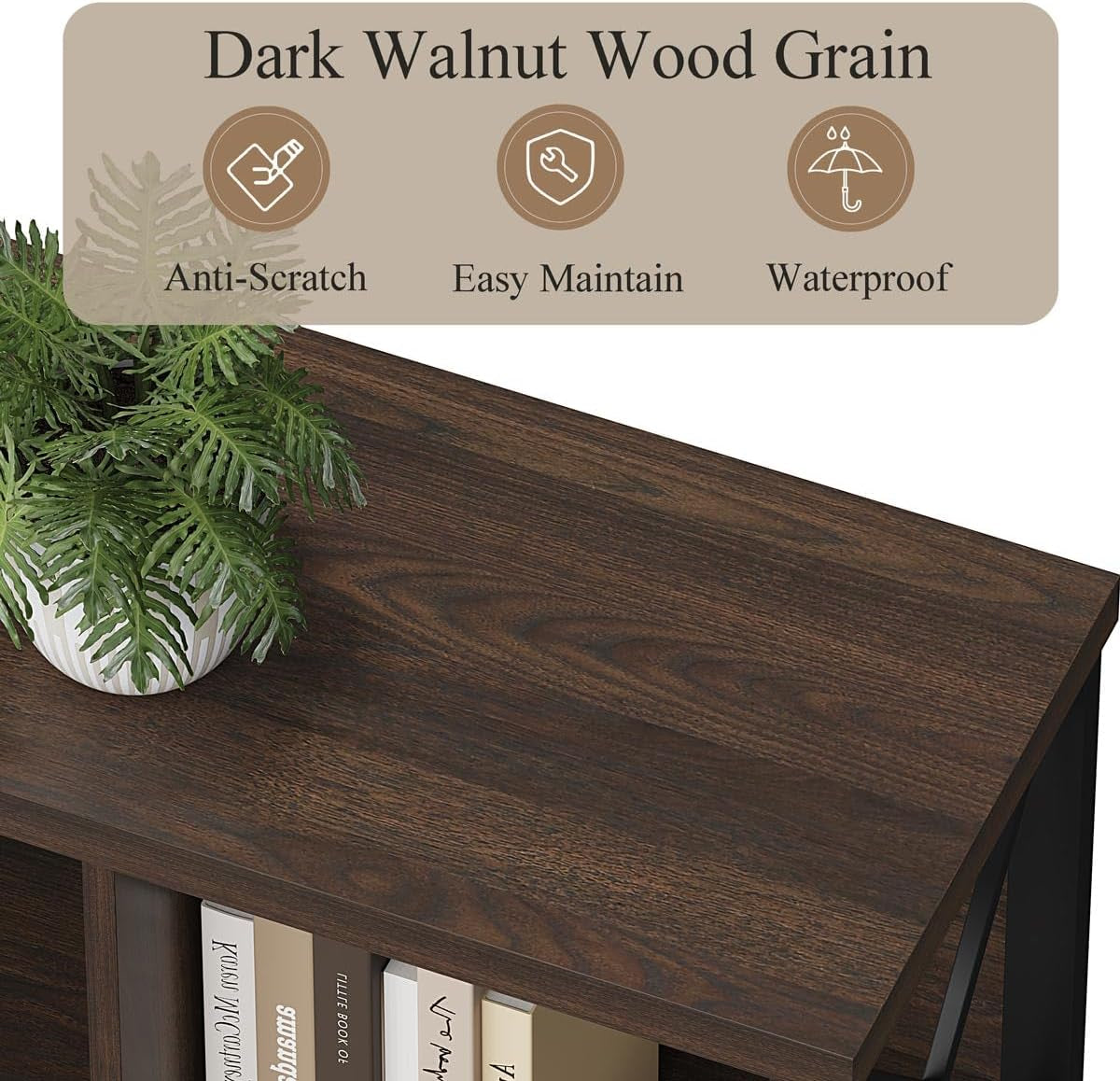9Cube Farmhouse Bookcase Dark Walnut Wood Storage