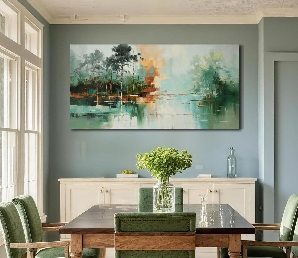 Teal Green Landscape Canvas Wall Art 58x29