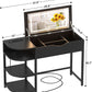 Black Vanity Desk With Multifunctional Ambient Mirror