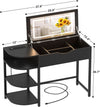Black Vanity Desk With Multifunctional Ambient Mirror