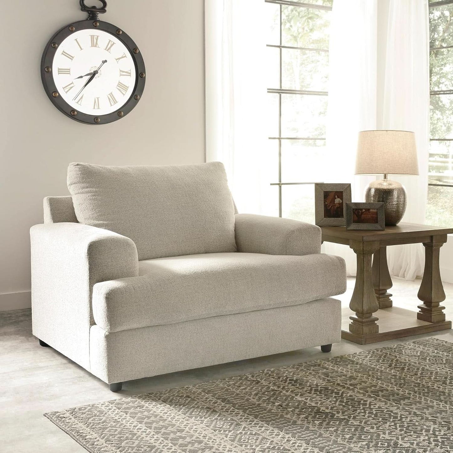 Soletren Contemporary Off White Chenille Upholstered Chair