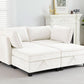 Beige Modular Sectional Sofa Featuring Sleeper Storage
