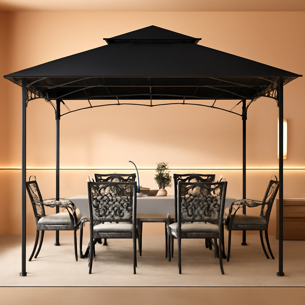 10x12 Black Outdoor Gazebo Weatherproof Steel Frame