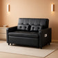 Black Leatherette Convertible Sleeper Sofa With USB