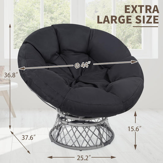 46in Papasan Chair GraphiteGrey Frame Stylish Comfort