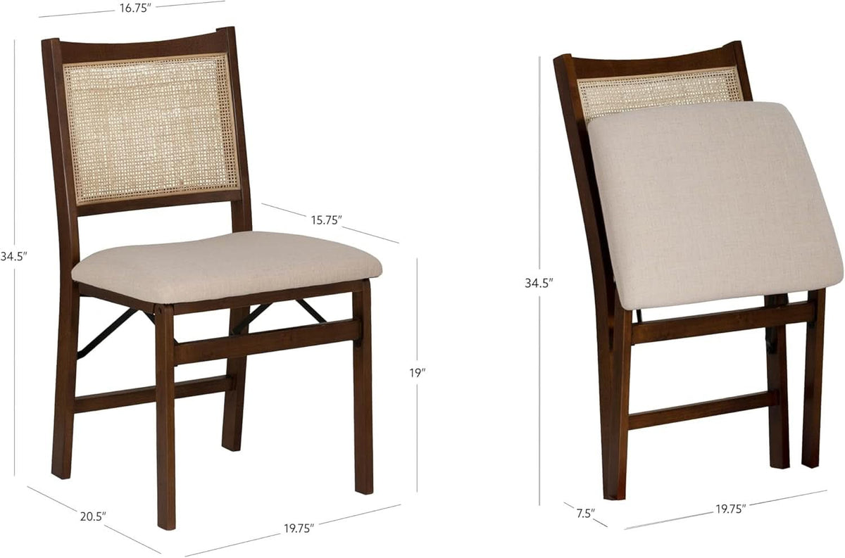Kasi Brown Natural Rattan Cane Foldable Dining Side Chair