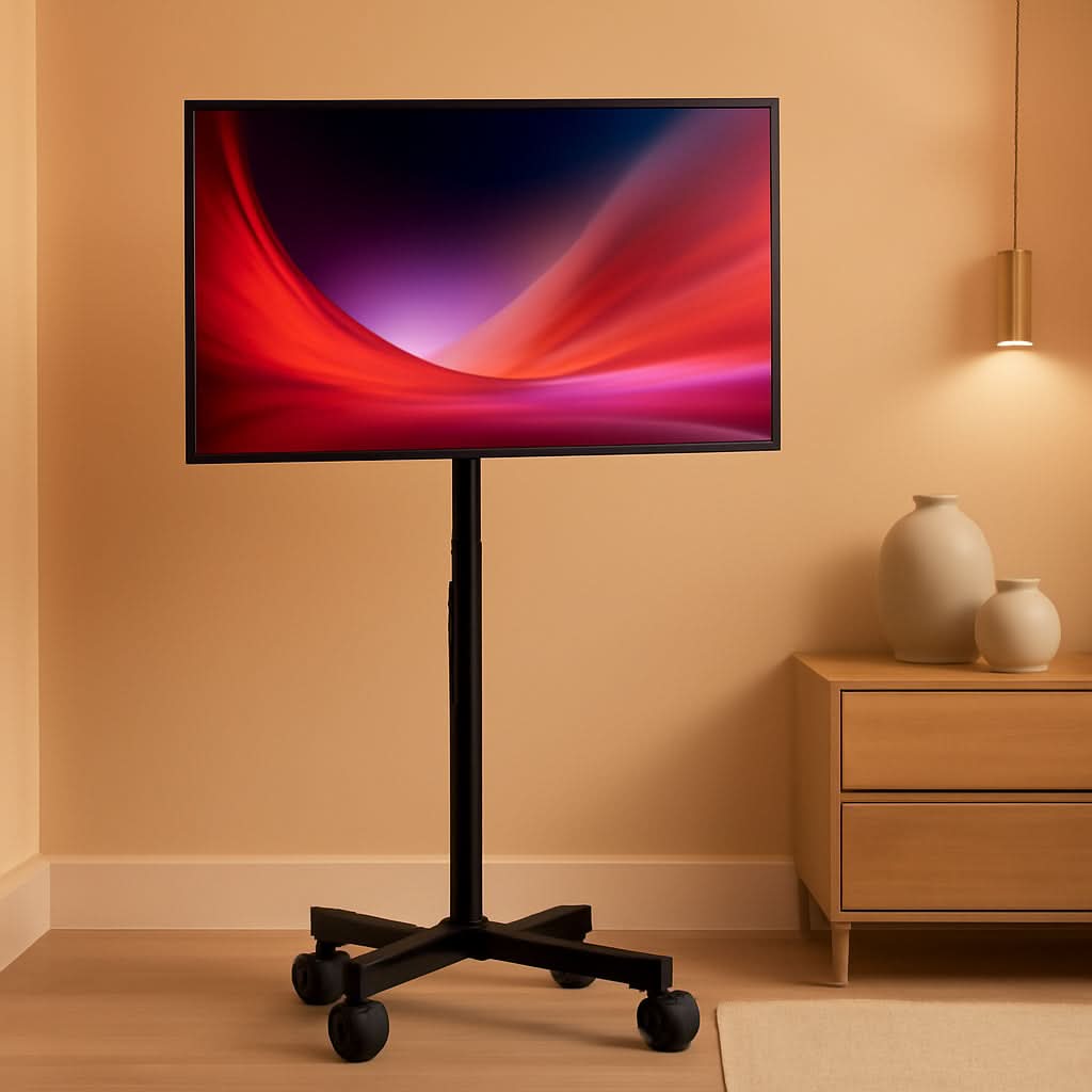 Universal Mobile TV Stand Featuring Adjustable Height