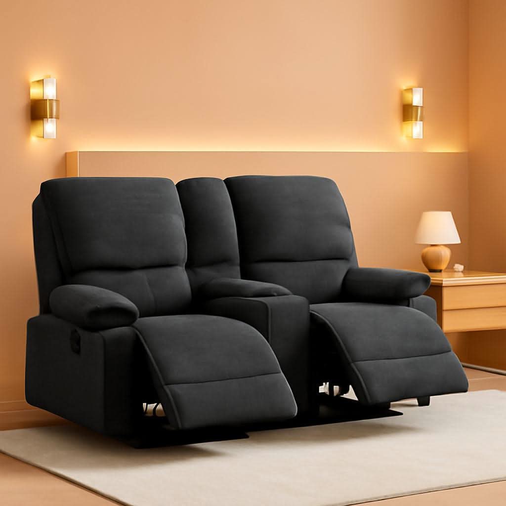 67.9 Inch RV Dark Leatherette Living Room Sofa Recliner