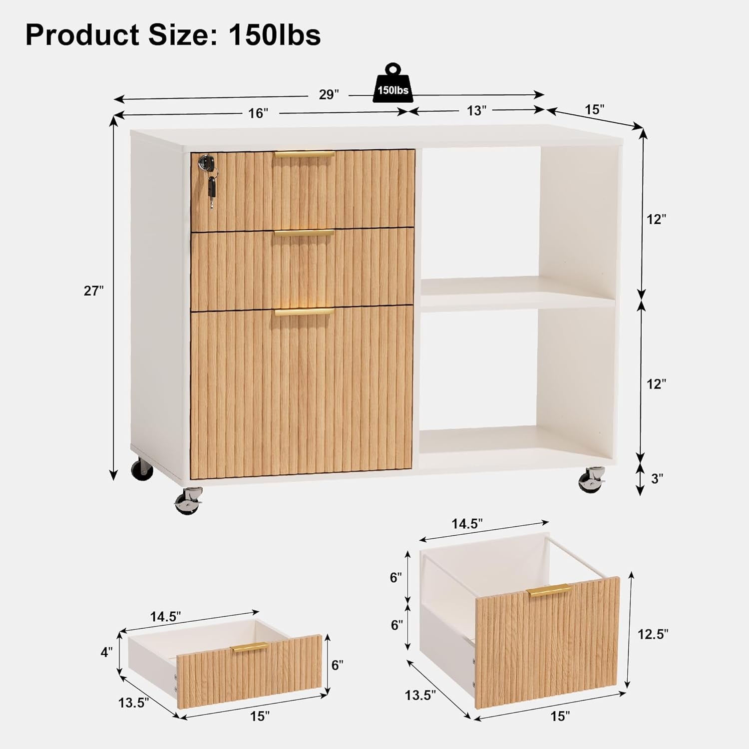 Natural Oak Industrial Grade Filing Cabinet Drawers-1