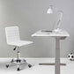 Mid Back Vanity Chair White PU Leather Swivel Office Chair