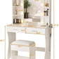 Vanity Desk White Ceramic Finishes LED Illumination