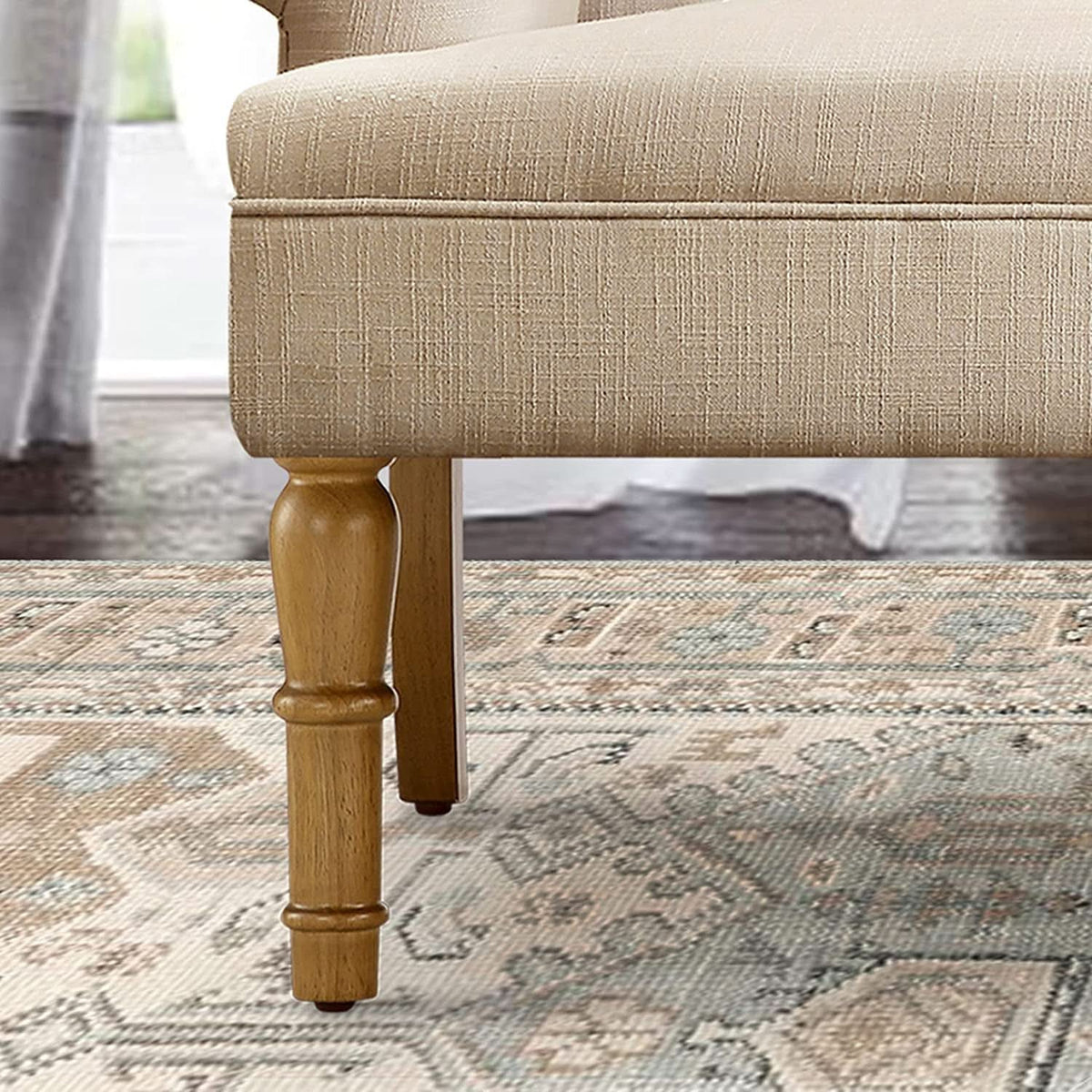 Warm Beige Tufted Loveseat Sofa Modern Living Room-4
