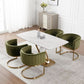 Velvet Green Upholstered Dining Chairs Armrests Set