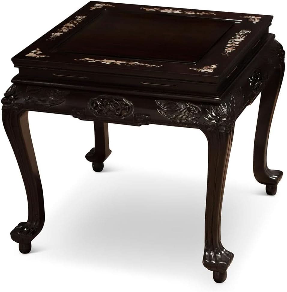 Dark Cherry Rosewood Mother Pearl Motif Living Room Set-4