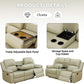 Beige Manual Leather 3 Piece Recliner Sofa Set For Living Room