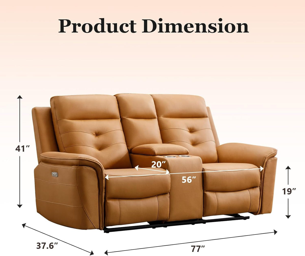 Power Reclining Electric Loveseat Brown Faux Leather