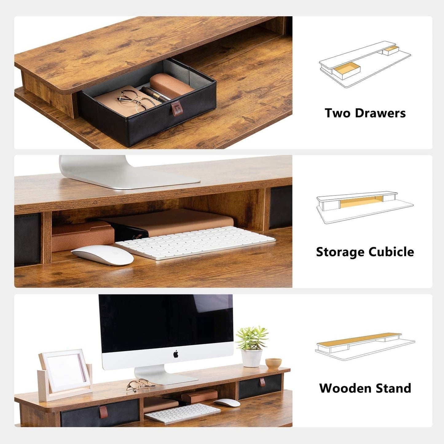 48x24 Height Adjustable Standing Desk With Drawers