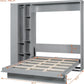Gray Queen Murphy Bed Featuring Integrated Shelving-3