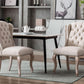 Cream Upholstered Dining Chairs With Diamond Tufted