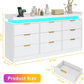 White Dresser With Integrated LED Lighting Charging-1