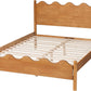 Queen Platform Bed Oak Brown Contemporary Scalloped
