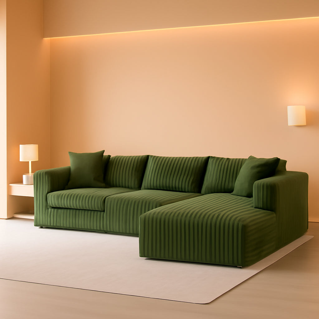 106 Inch Emerald Corduroy Luxurious Sectional Sofa