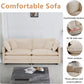 Chenille 76 Inch Loveseat Sofa Light Coffee Armrest Pillows-2