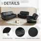 3 Piece Faux Leather Sofa Set For Living Room Black 3 Seater Sofa Loveseat Armchair