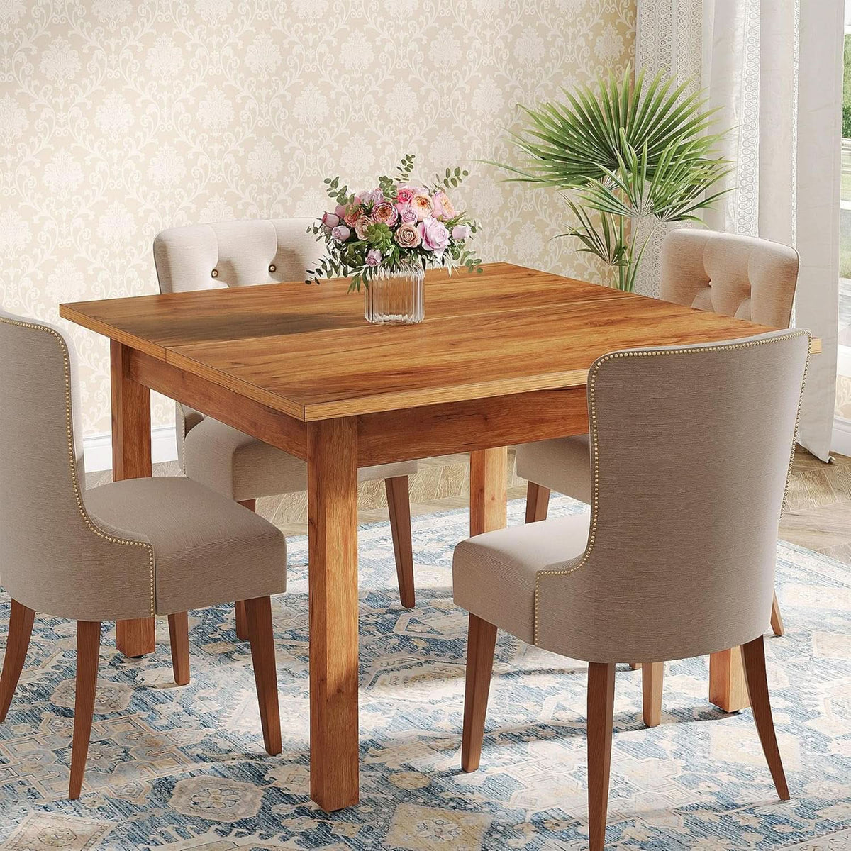 Tribesigns 39 Inch Wood Dining Table Rustic Brown Farmhouse