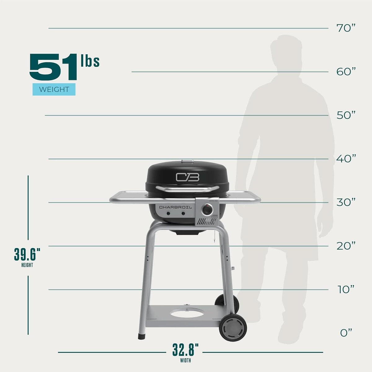Black Portable Charcoal Gas Multifunction Outdoor Grill