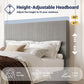 Full Size Corduroy Upholstered Bed Frame Head board