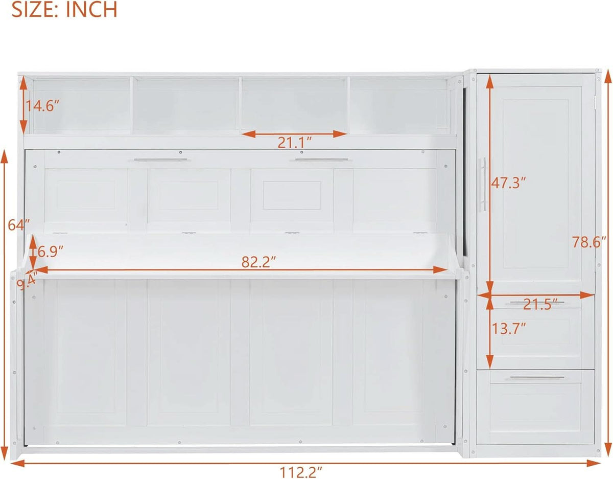 Snow White Murphy Wall Bed Industrial Locking Mechanism-1