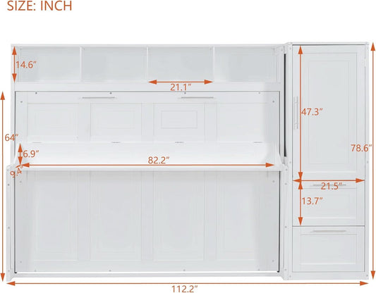 Snow White Murphy Wall Bed Industrial Locking Mechanism-1