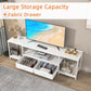 TV Stand For 55 To 65 Inch TV With Fabric Drawers Sturdy