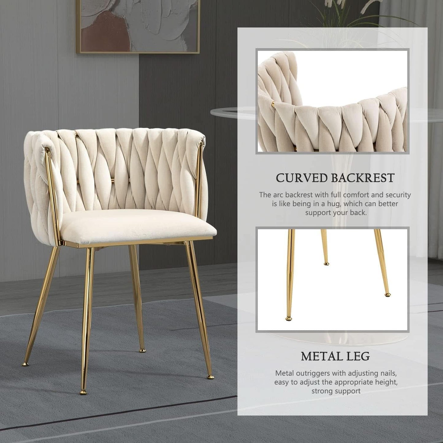Velvet Dining Chairs With Gold Metal Legs Tufted Modern Wingback Set Of 4