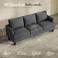 89 Inch Three Seater Upholstered Sofa Dark Grey Living Room-1
