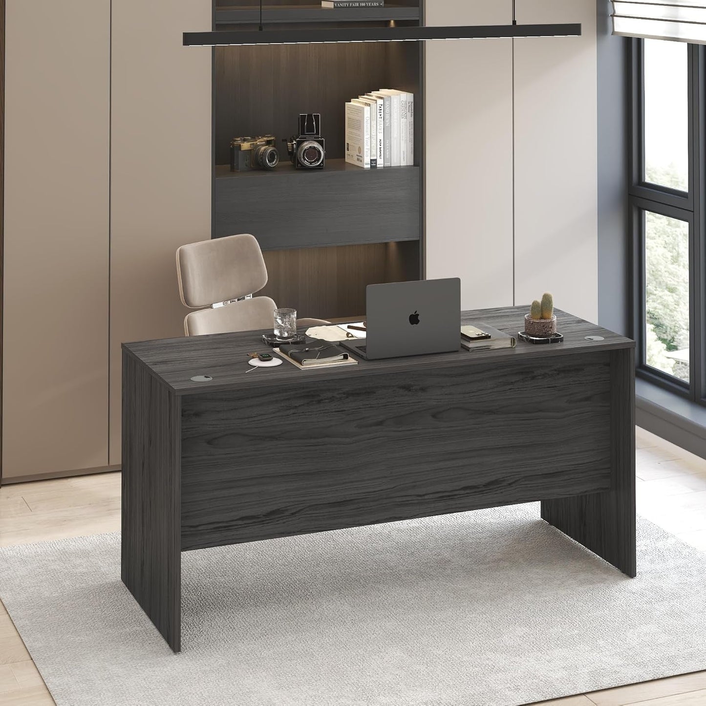 Rectangular Sixty Inch Coastal Grey Executive Desk