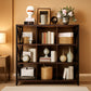9Cube Farmhouse Bookcase Dark Walnut Wood Storage