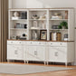 White Wooden Farmhouse Barn Door Storage Bookshelf-0