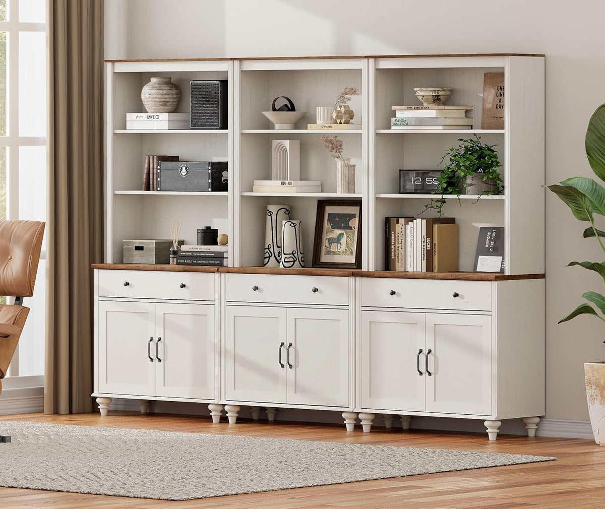White Wooden Farmhouse Barn Door Storage Bookshelf-0
