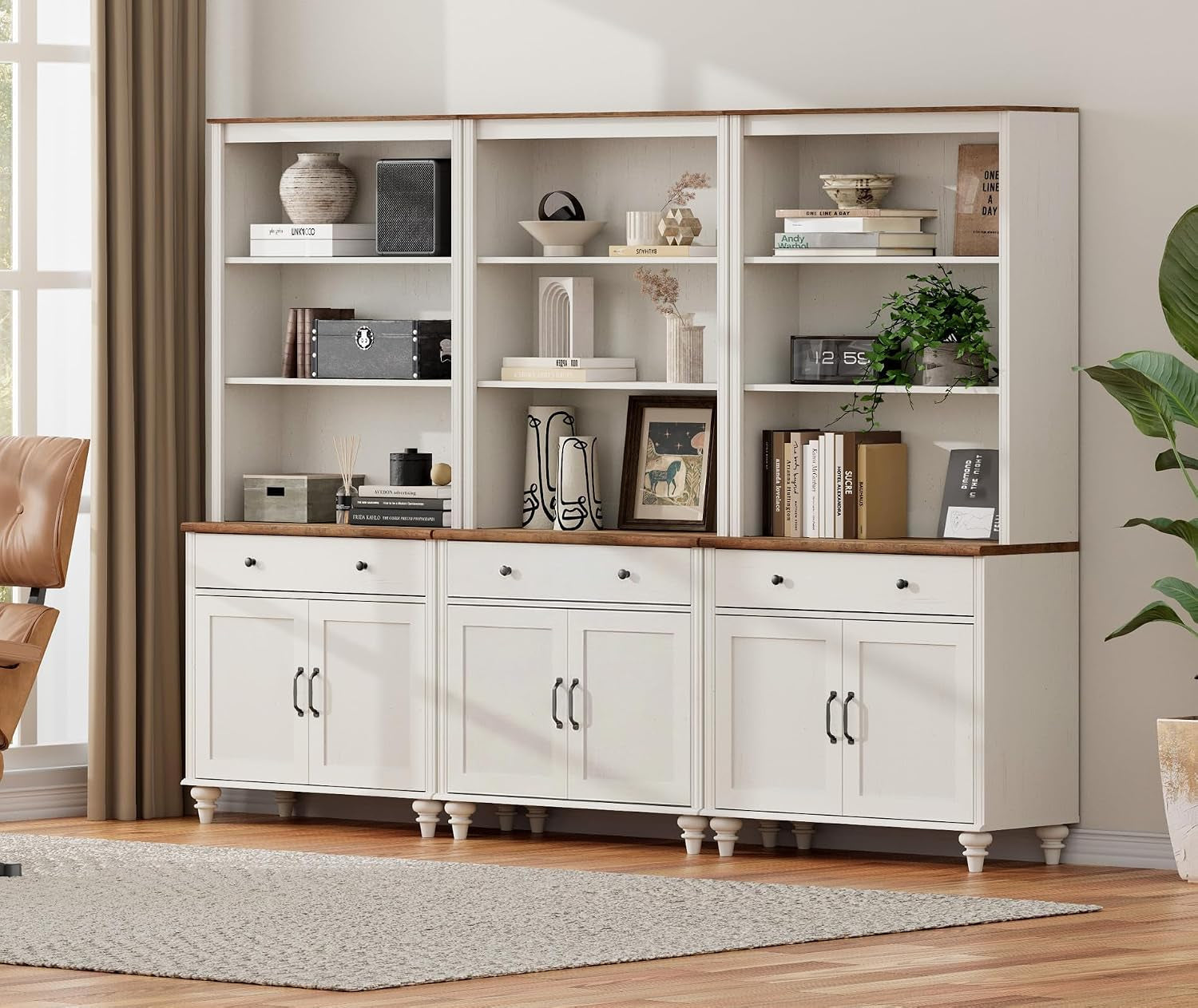 White Wooden Farmhouse Barn Door Storage Bookshelf-0