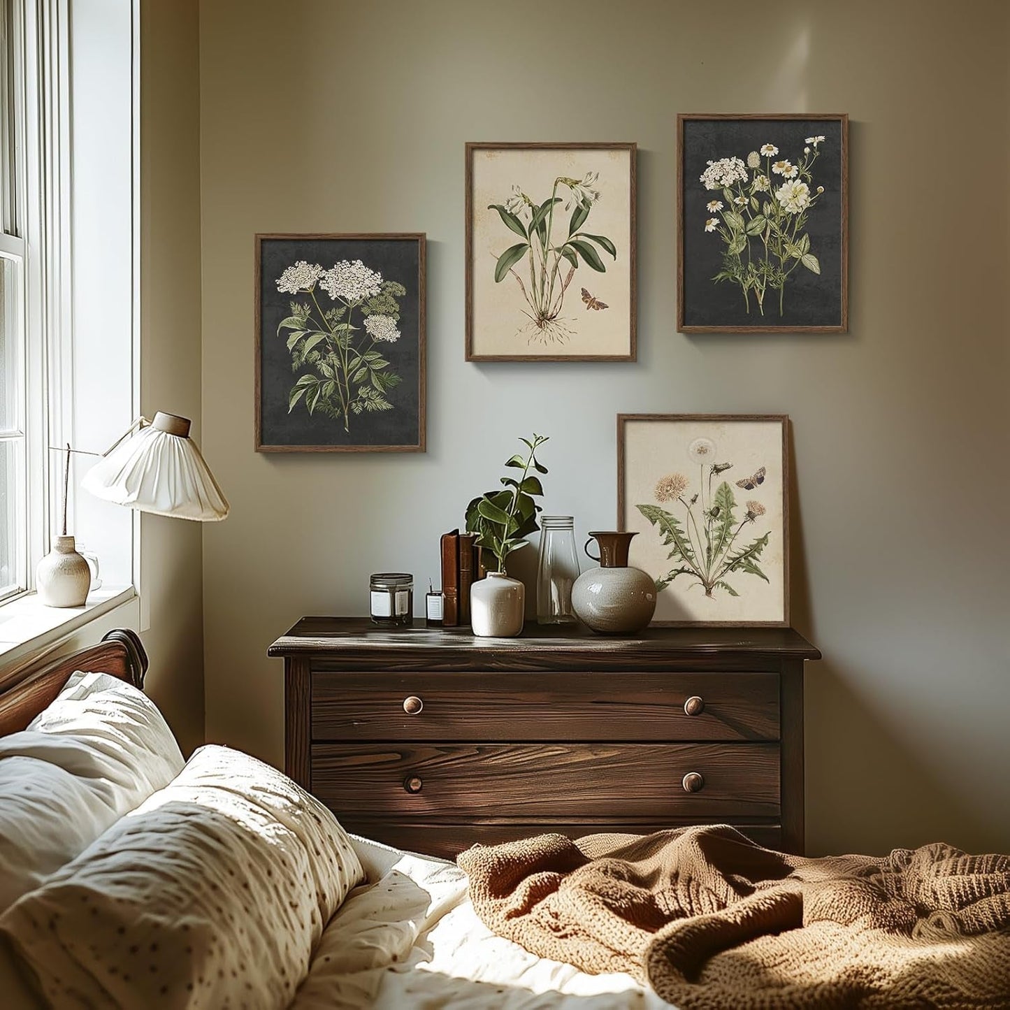 Framed Botanical Wall Art Set ElevenByFourteen Inches
