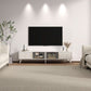 White Fluted TV Stand With Integrated Storage Cabinet