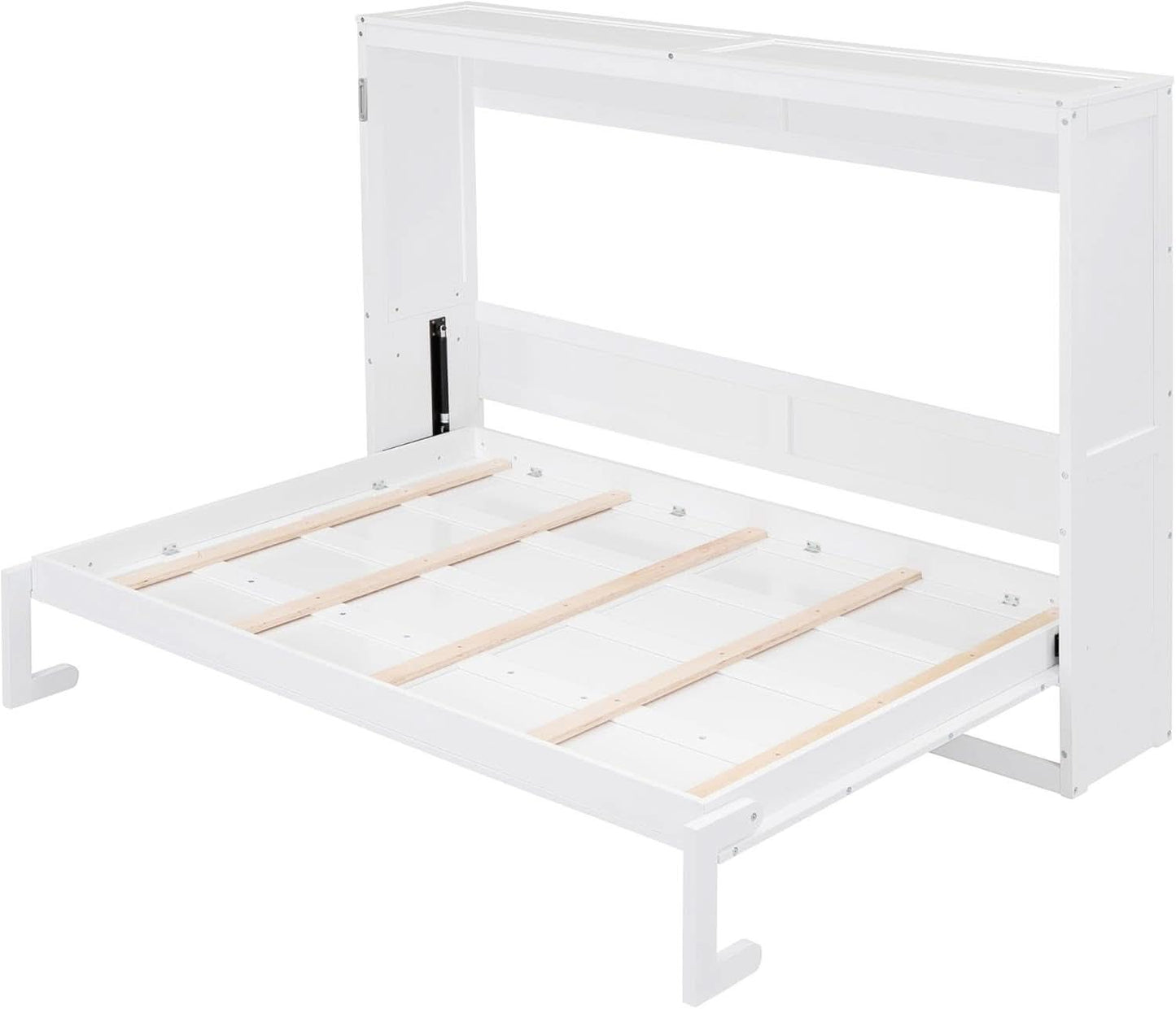Bright White Solid Walnut Murphy Bed Cabinetry Plus