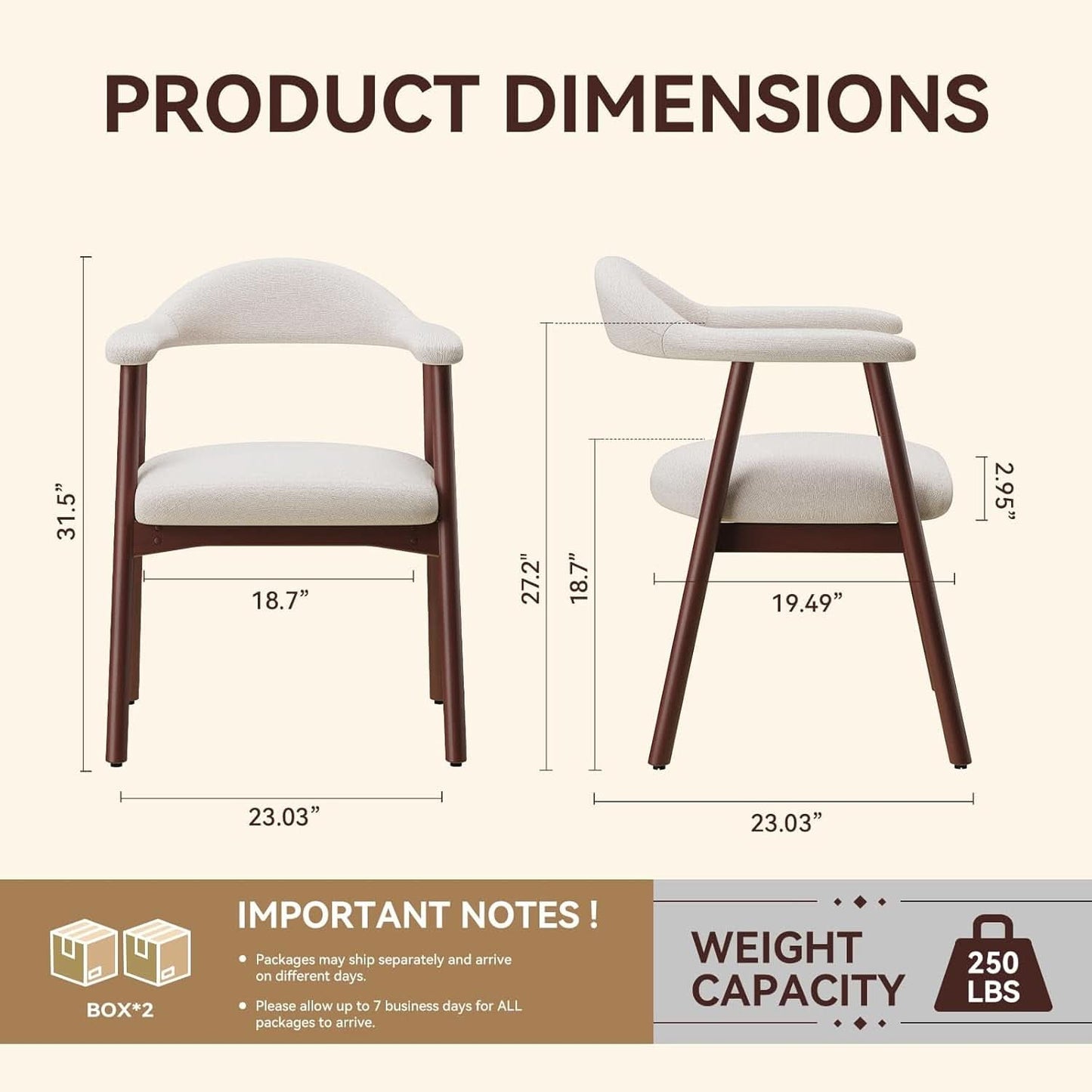 Beige Fabric Upholstered Dining Chair With Armrests