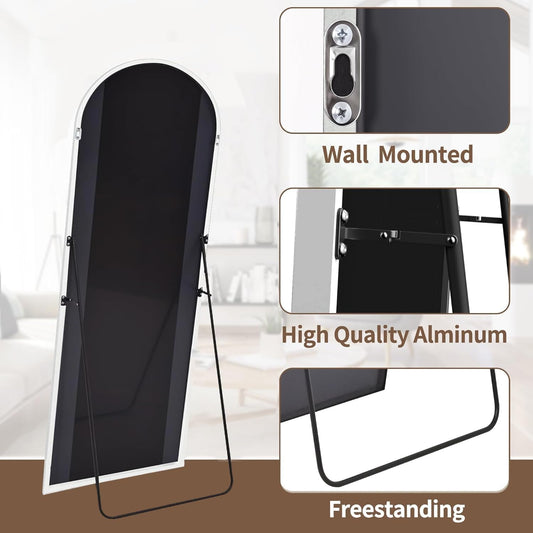 Arched FullLength Aluminum Framed Floor Mirror White